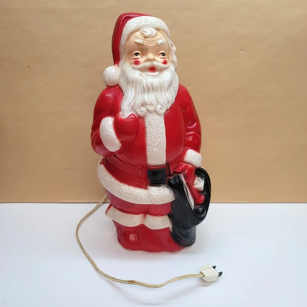Vtg 1968 Empire Plastic Santa Claus Blow Mold Tabletop Light 13.25